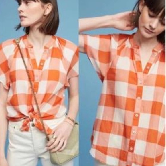 Maeve Tops - Anthropologie Maeva Priscilla Plaid Flutter Blouse
